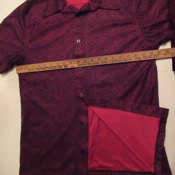 Morbid Threads Vintage Black Spiderweb Cobweb Lace Red Shirt Button Up Goth Men - Picture 12 of 14